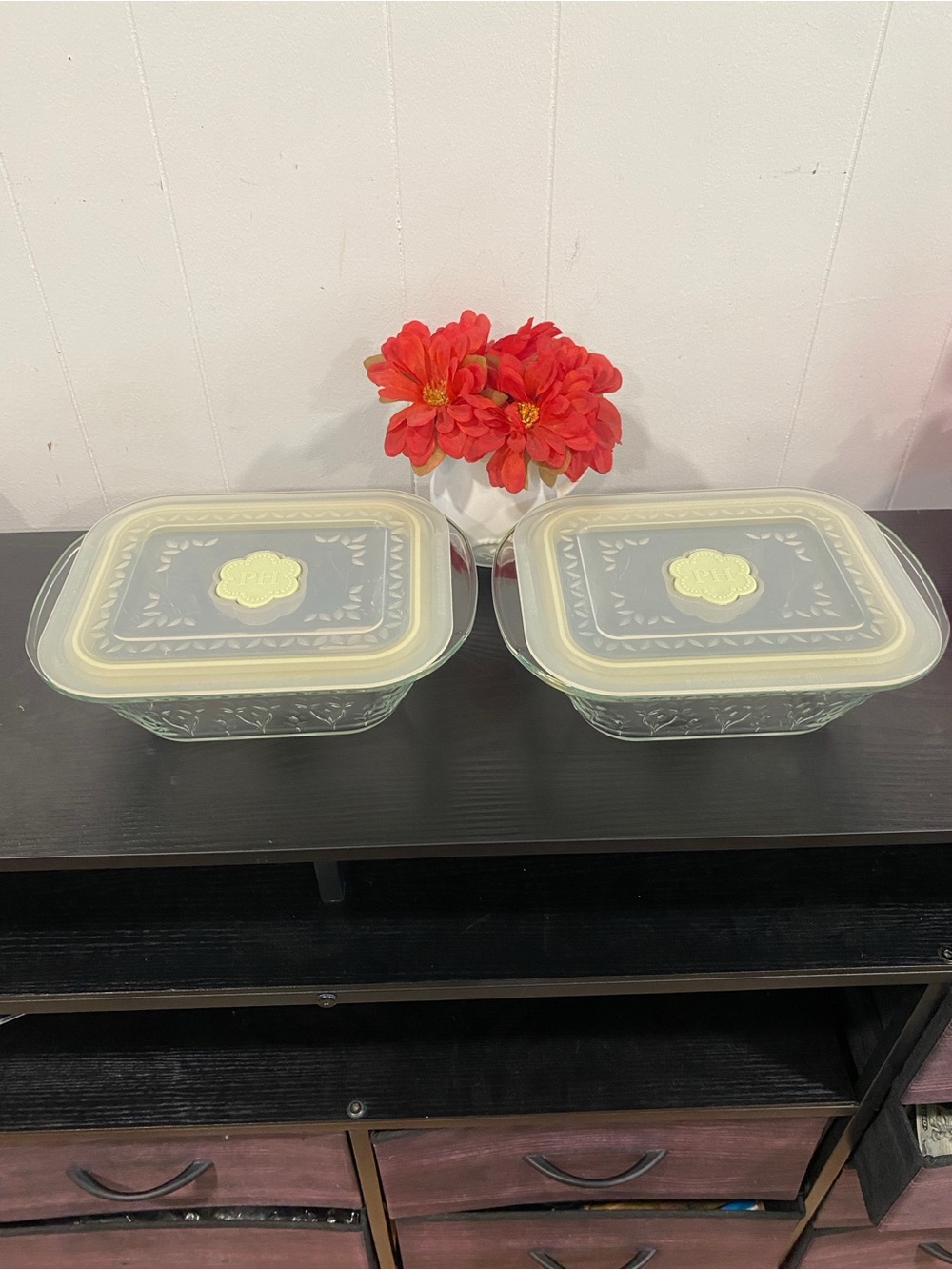 Princess House Glass Food Storage Dishes with Lids - Set of 2